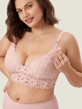 Momanda More Coverage Lace Plunge Nursing Bralette